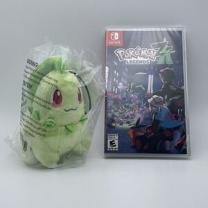 Pokemon Legends Z-A Nintendo Switch Edition With Chikorita Sitting Cuties Plush